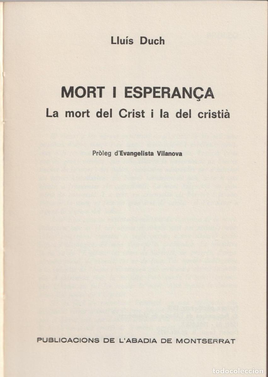 Libros de segunda mano: Mort i esperan&ccedil;a. Llu&iacute;s Duch - Foto 3