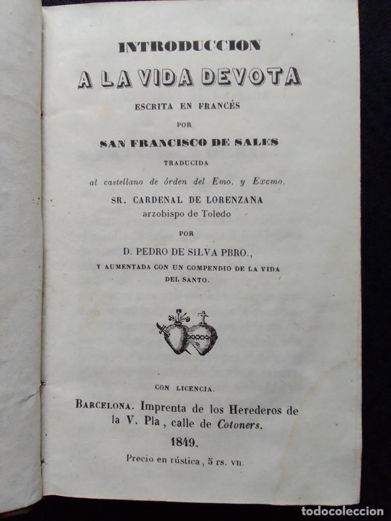 Libros de segunda mano: Libro Sales Vida Devota 1849 - Foto 4