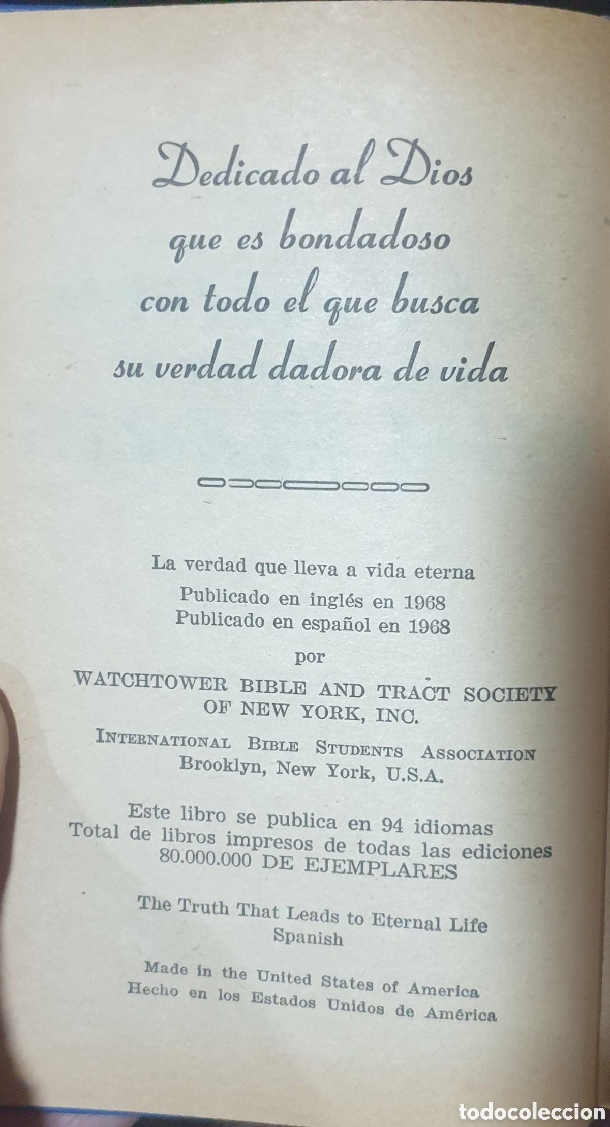 Libros de segunda mano: La Verdad que lleva a Vida Eterna, a&ntilde;o 1968 - Foto 2