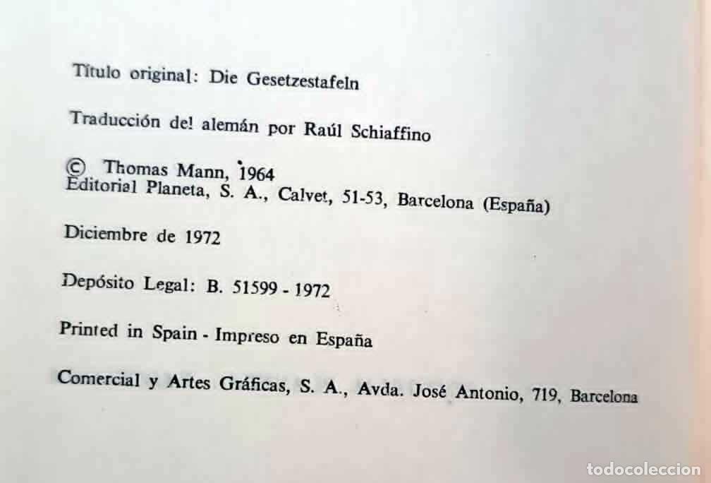 Libros de segunda mano: Las Tablas de la Ley - Thomas Mann en Tapa Dura. - Foto 3