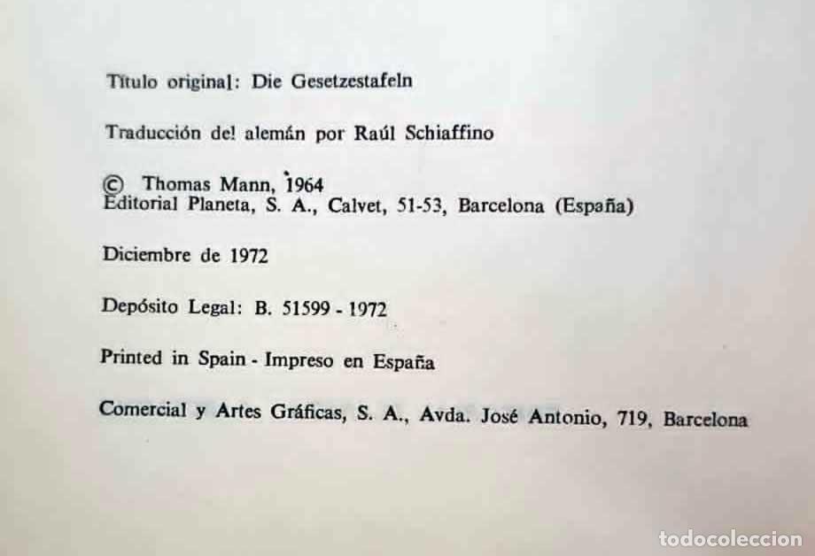 Libros de segunda mano: Las Tablas de la Ley - Thomas Mann en Tapa Dura - Foto 3