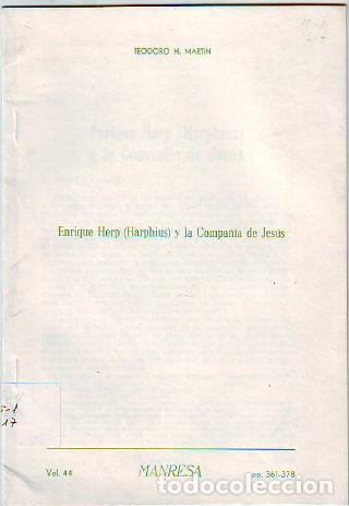 Libros de segunda mano: ENRIQUE HERP (HARPHIUS) Y LA COMPA&Ntilde;IA DE JESUS. - MARTIN Teodoro H.