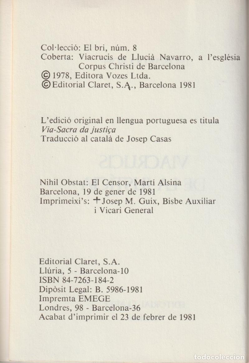 Libros de segunda mano: Viacrucis de la just&iacute;cia, Leonardo Boff - Foto 3