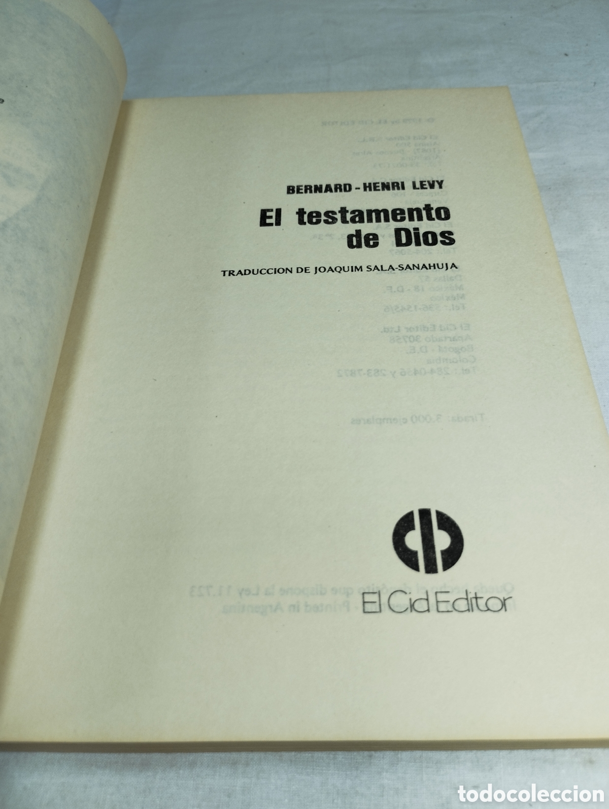 Libros de segunda mano: El testamento de Dios. Bernard Henri Levy. - Foto 2