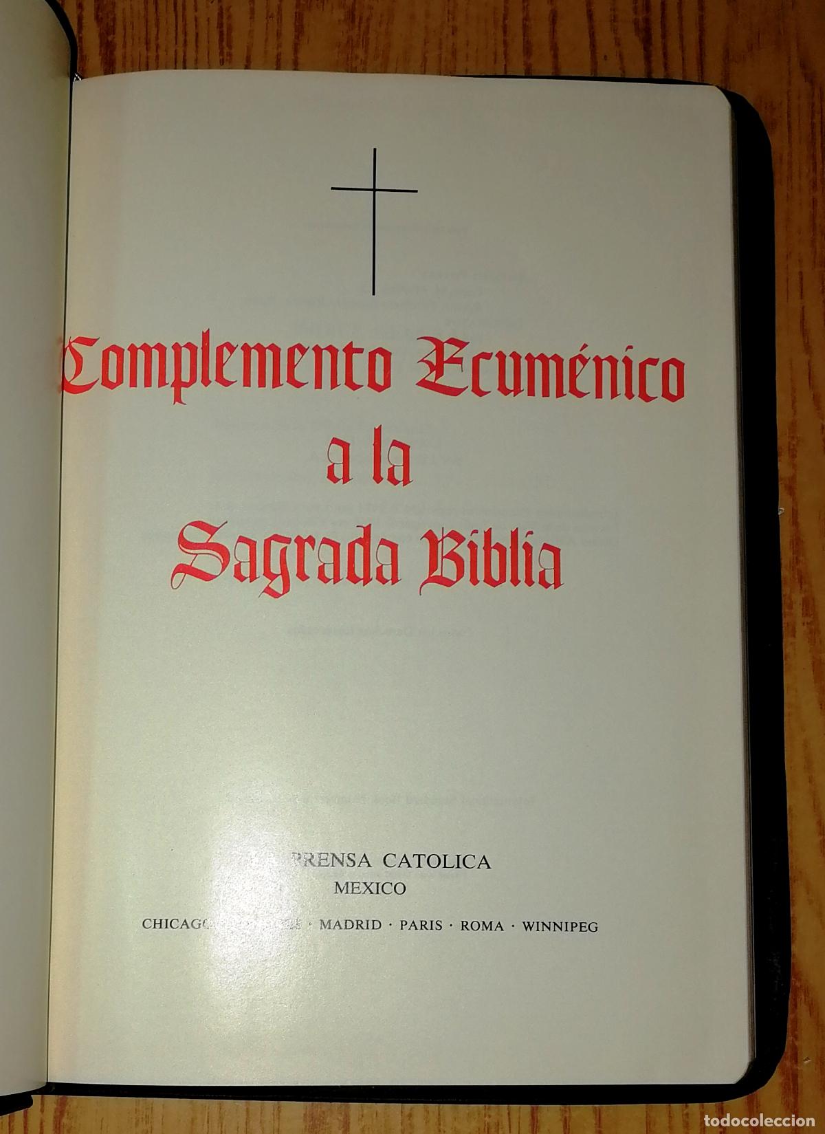 Libros de segunda mano: COMPLEMENTO ECUM&Eacute;NICO A LA SAGRADA BIBLIA. - M&eacute;xico... : La Prensa Cat&oacute;lica, Libros B&aacute;sicos, 1973 - Foto 3