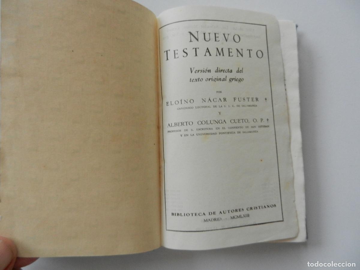 Libros de segunda mano: NUEVO TESTAMENTO - E. N&Aacute;CAR/A. COLUNGA - B.A.C. 1963. - Foto 1