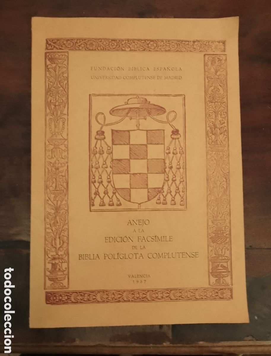 Libros de segunda mano: ANEJO A LA EDICION FACSIMILE DE LA BIBLIA POLIGLOTA COMPLUTENSE. VALENCIA, 1987