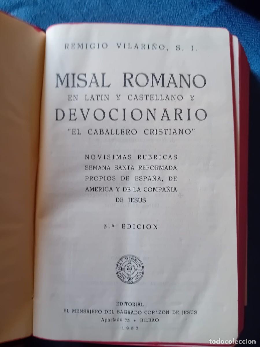 Libros de segunda mano: Misal romano y devocionario &rdquo;El caballero cristiano&rdquo;. Remigio Vilari&ntilde;o S.J., 1957