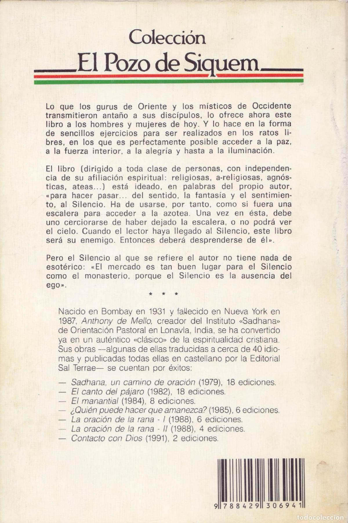 Libros de segunda mano: El manantial (ejercicios espirituales) - de Mello, Anthony - Foto 3