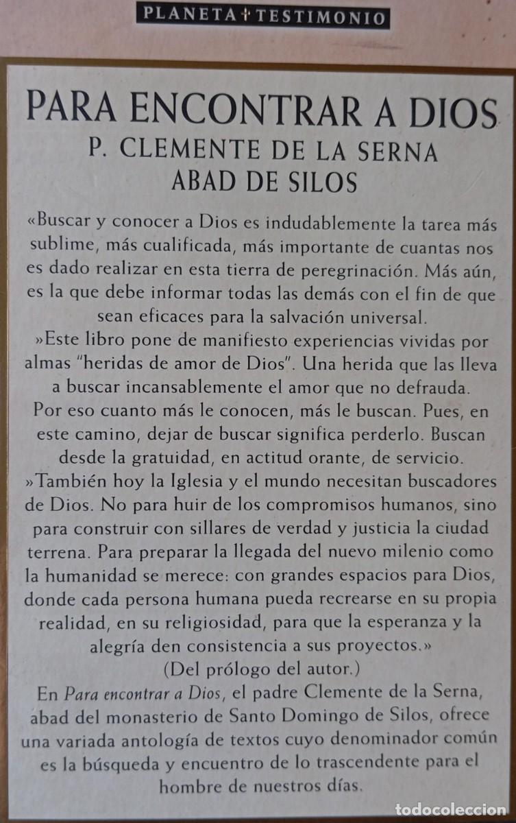 Libros de segunda mano: PARA ENCONTRAR A DIOS - CLEMENTE DE LA SERNA - Foto 2