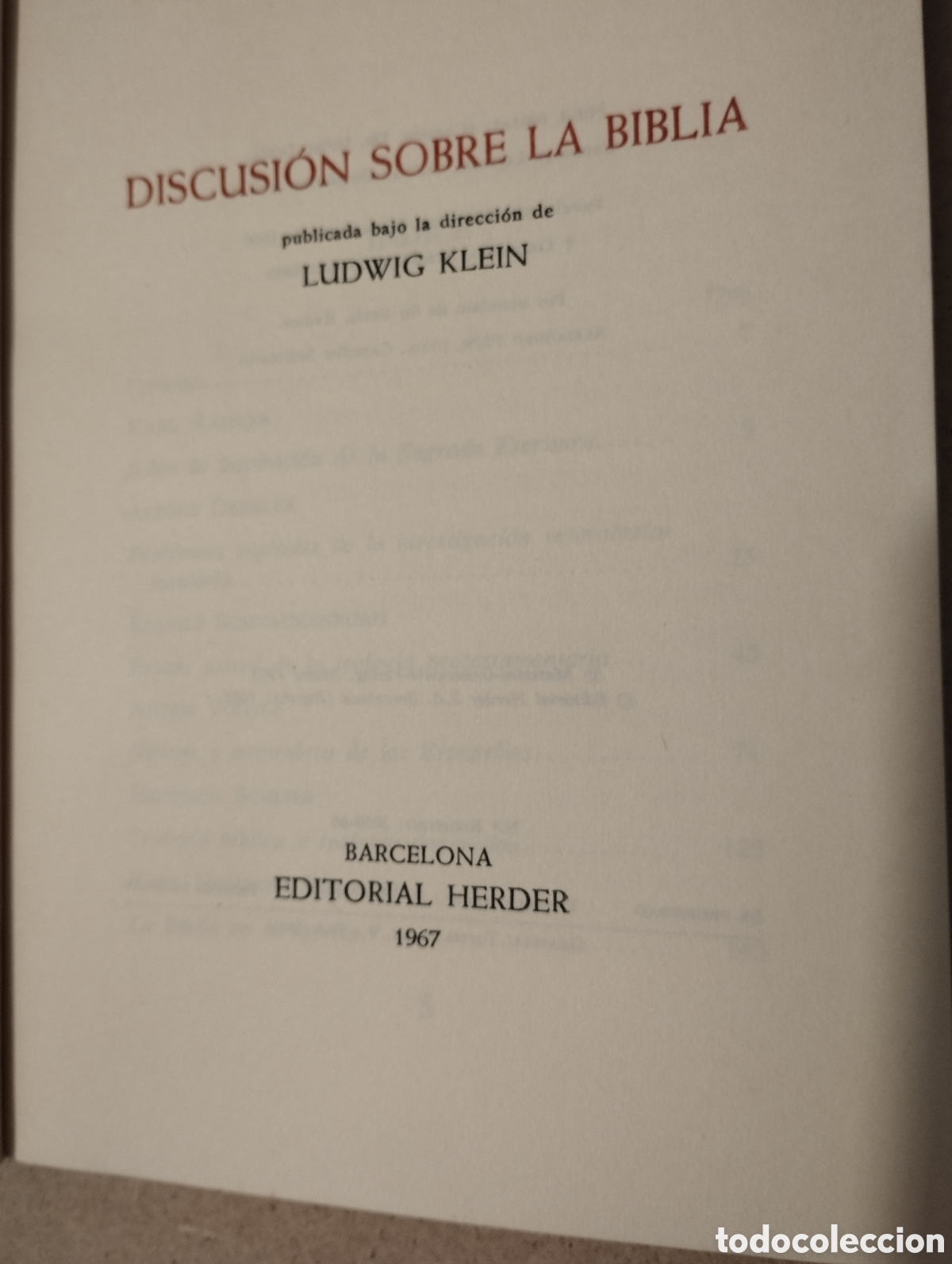 Libros de segunda mano: DISCUSI&Oacute;N SOBRE LA BIBLIA (LUDWIG KLEIN) - Foto 2