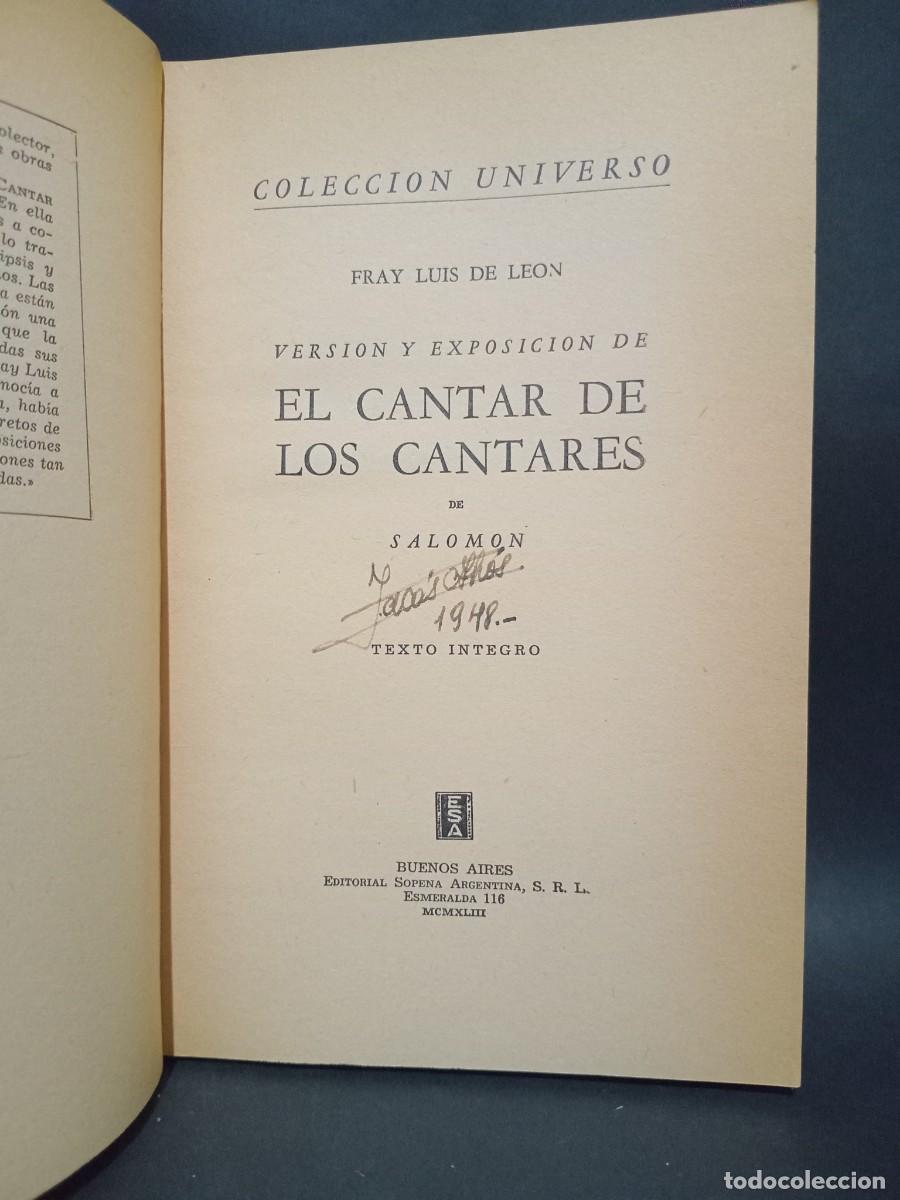 Libros de segunda mano: FRAY LUIS DE LEON - EL CANTAR DE LOS CANTARES - 1943 - Foto 3