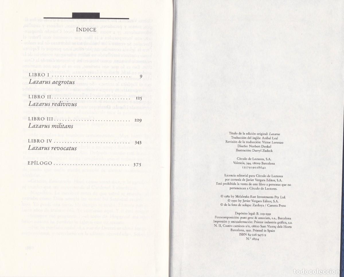 Libros de segunda mano: L&aacute;zaro. Morris West. Circulo de lectores. - Foto 3