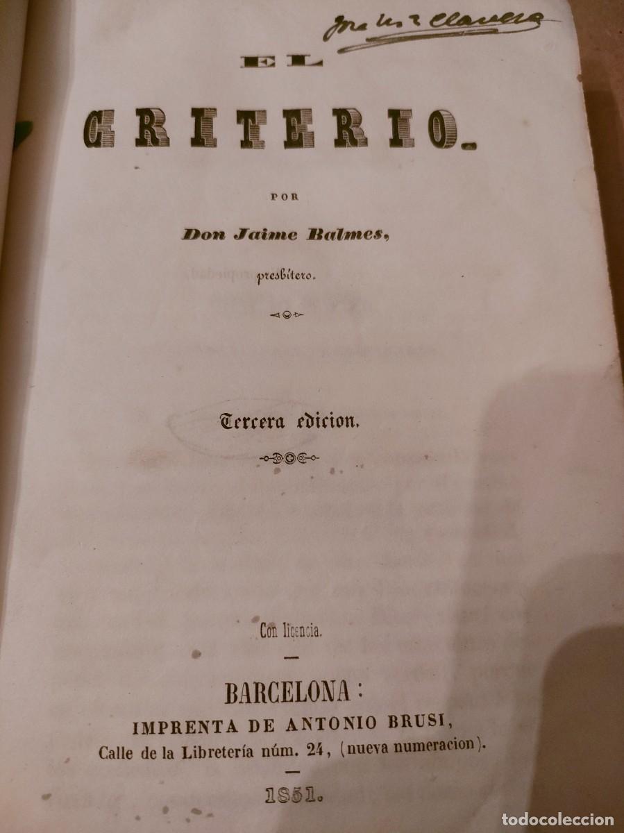 Libros de segunda mano: EL CRITERIO. BALMES. 1851 - Foto 2