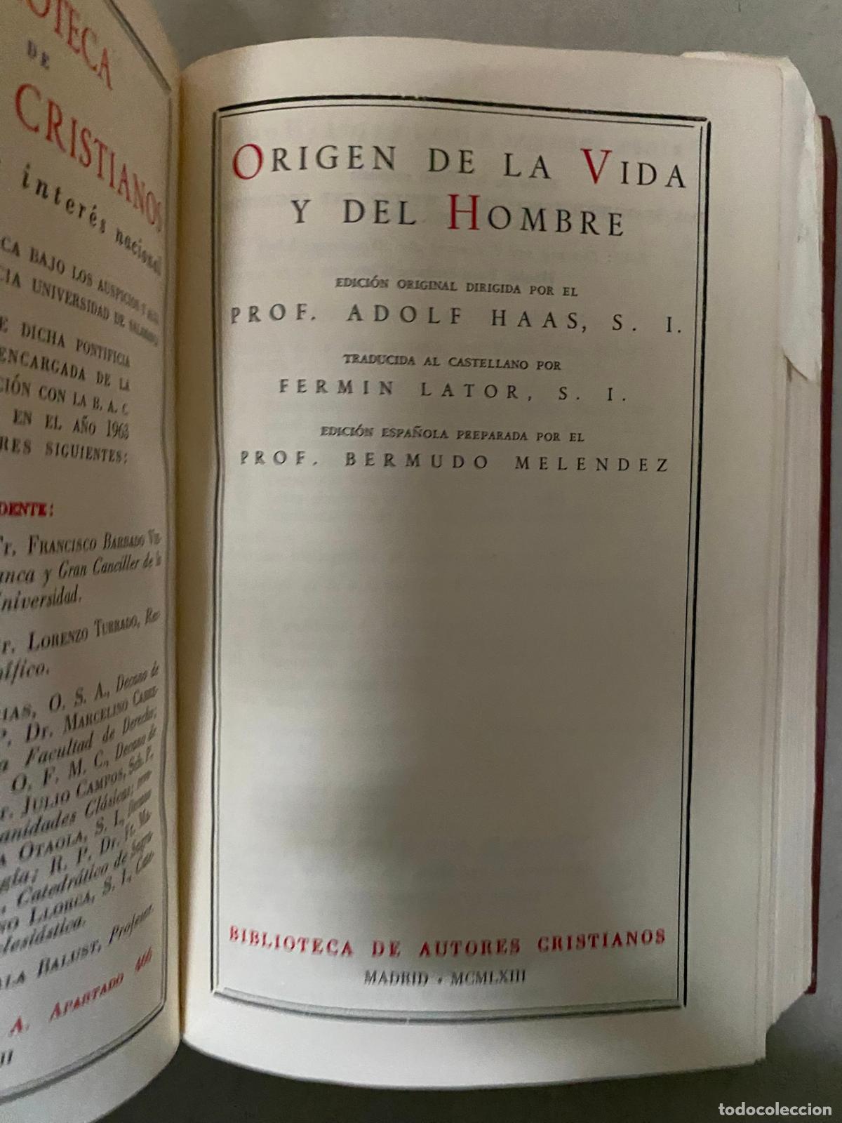 Libros de segunda mano: Origen de la vida y del hombre - Haas, Adolf (Dir.) BAC - Foto 2