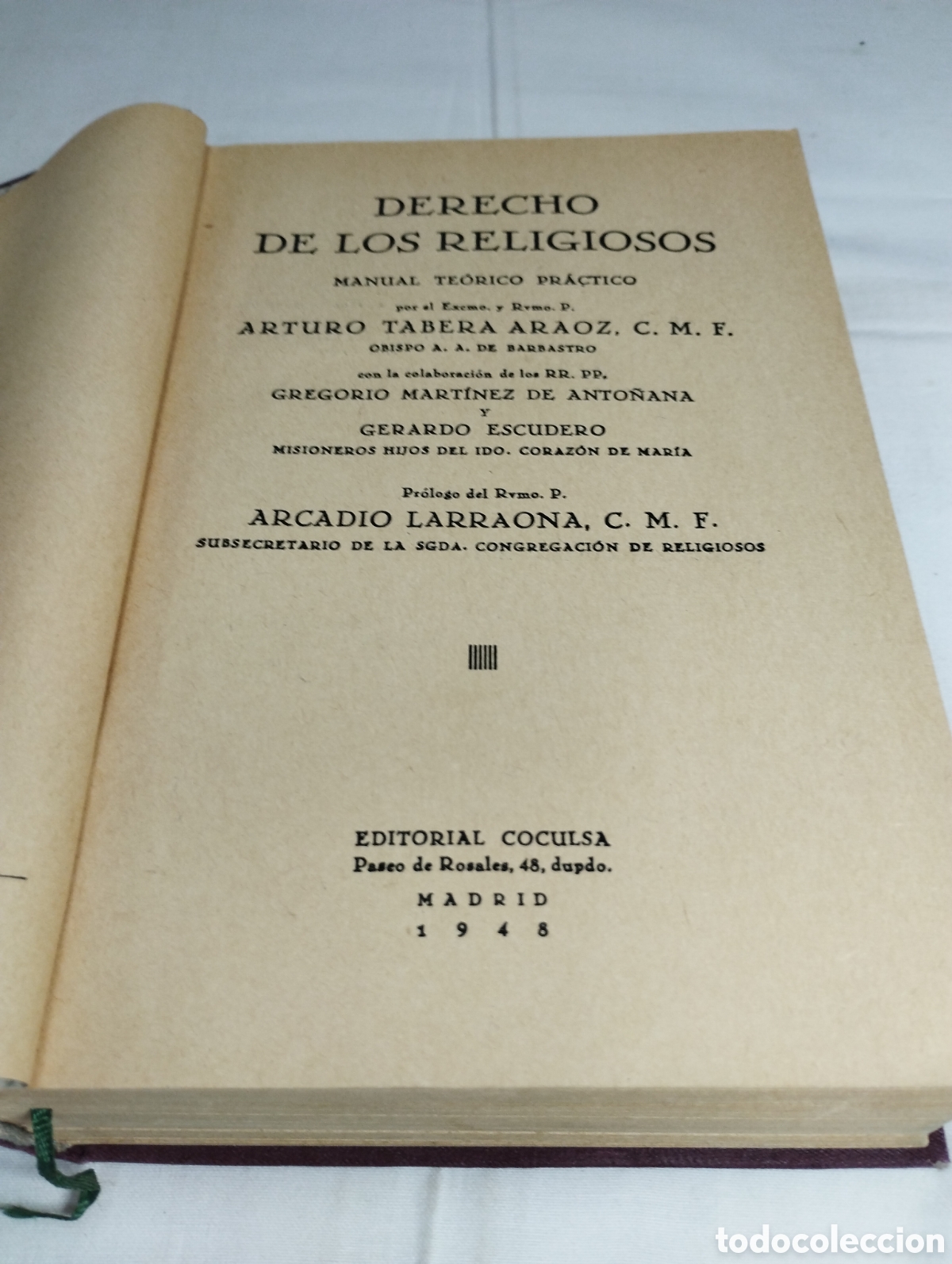 Libros de segunda mano: Derecho de los religiosos. Arturo Tabera, 1948 - Foto 2