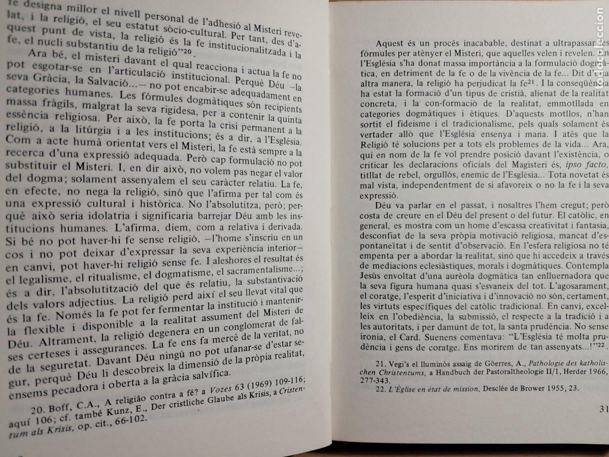 Libros de segunda mano: LLIBRE: La vida segons lEsperit, Leonardo Boff - Foto 3
