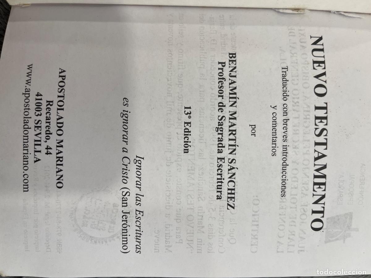 Libros de segunda mano: Libro Nuevo Testamento | Dr B Mart&iacute;n S&aacute;nchez - Foto 3