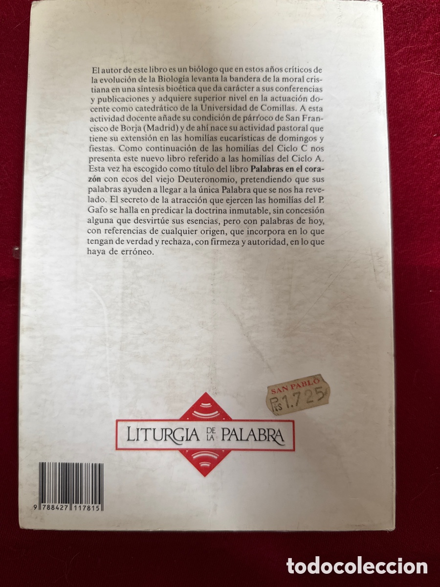 Libros de segunda mano: Palabras en el coraz&oacute;n. Comentarios a los textos lit&uacute;rgicos del Ciclo A. Javier Gafo. - Foto 2