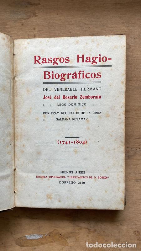 Second hand books: Rasgos hagio Biograficos del venerable hermano Jose del Rosario Zemborain - Fray Reginaldo de la Cru
