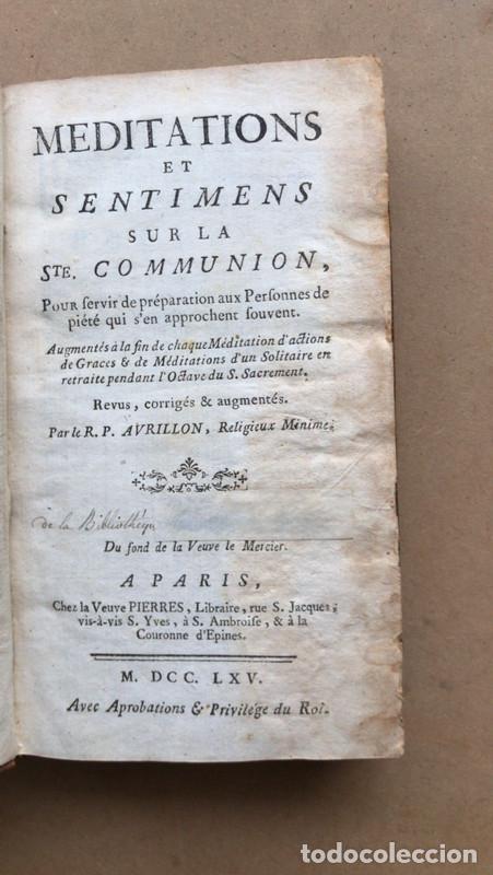 Libros de segunda mano: Meditations et sentimens sur la ste communion - Avrillon - Foto 1