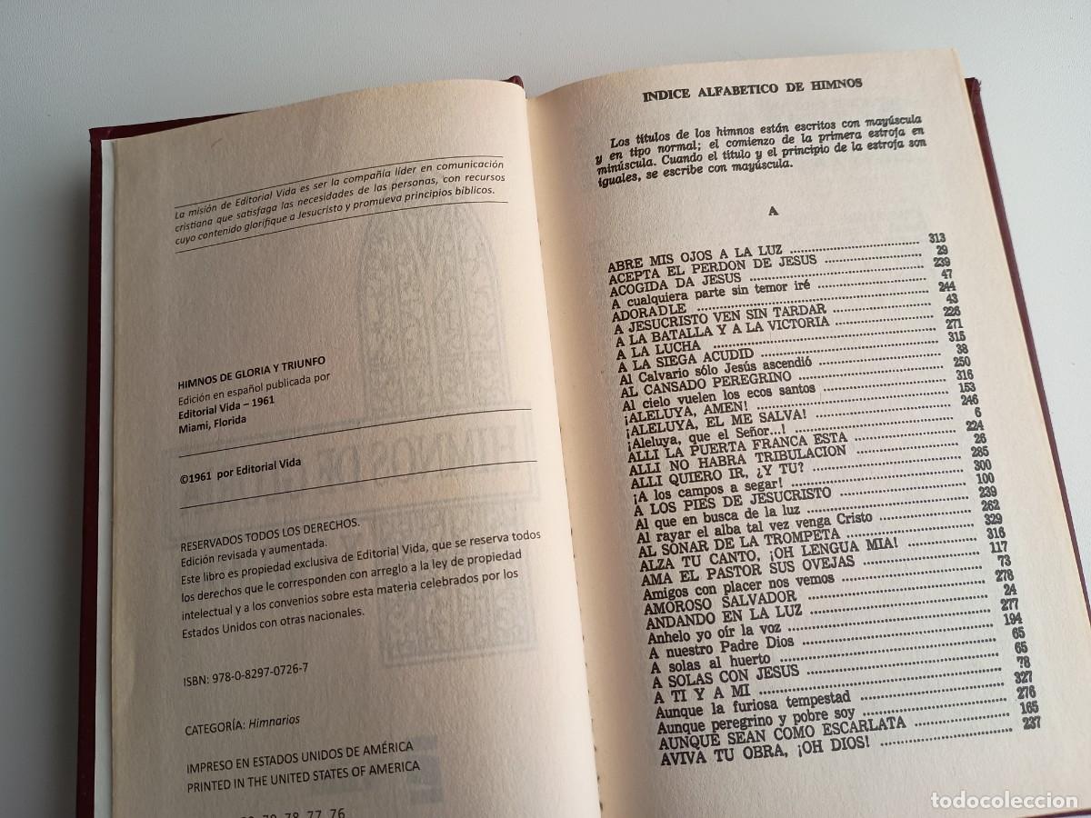 Libros de segunda mano: HIMNOS DE GLORIA Y TRIUNFO - EDITORIAL VIDA - Foto 4