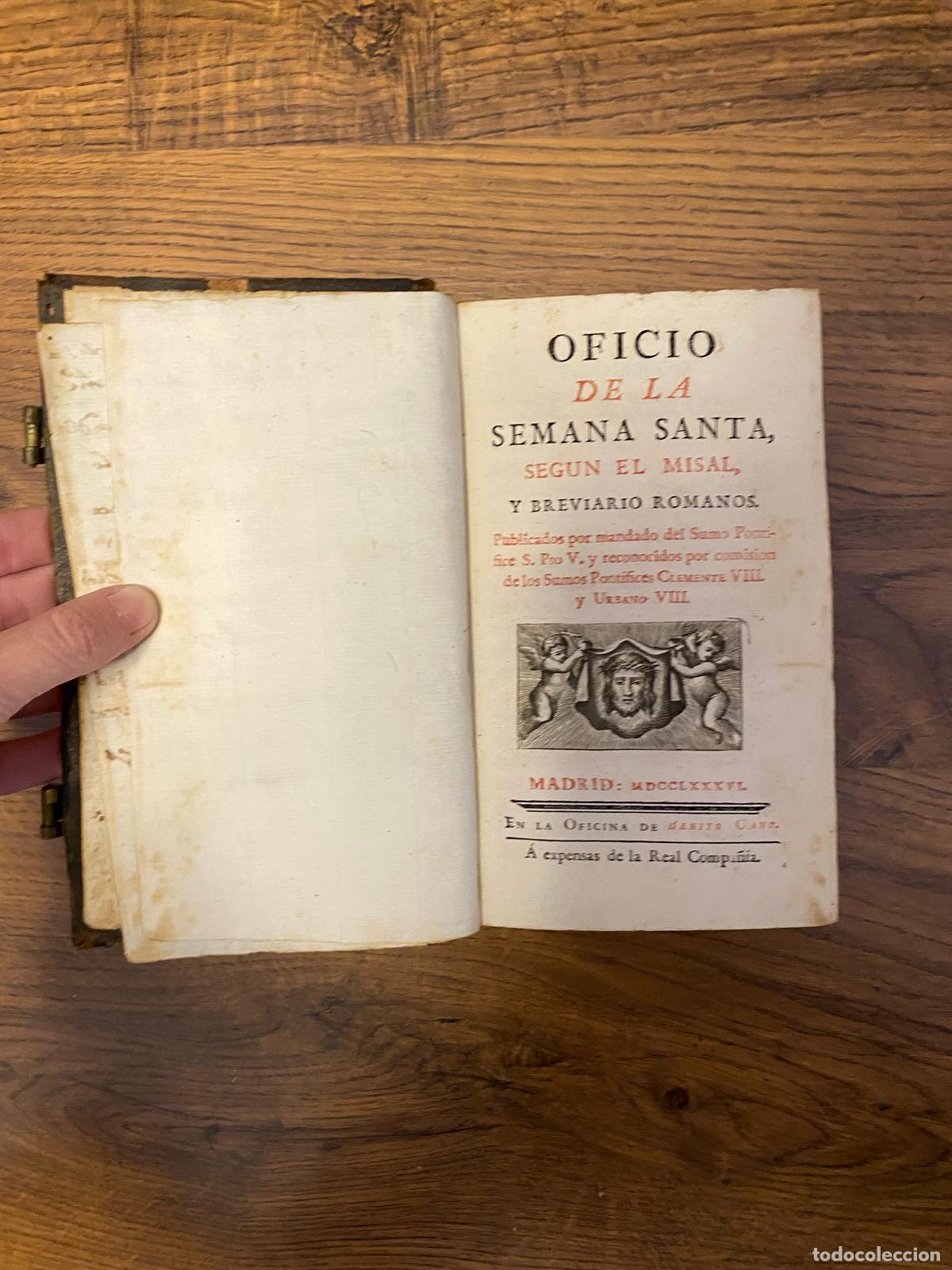 Libros de segunda mano: Oficio de la Semana Santa seg&uacute;n el misal. Publicado por mandato de S. P&iacute;o V. Madrid 1786