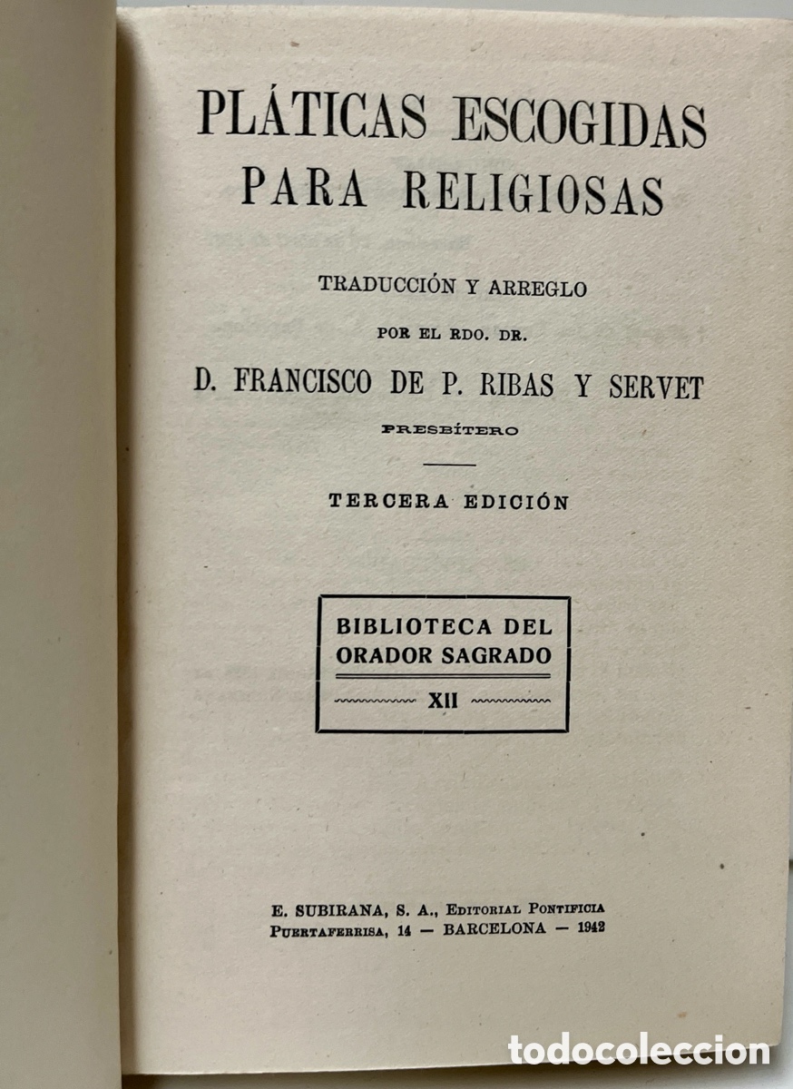 Libros de segunda mano: Pl&aacute;ticas escogidas para religiosas. - Foto 1