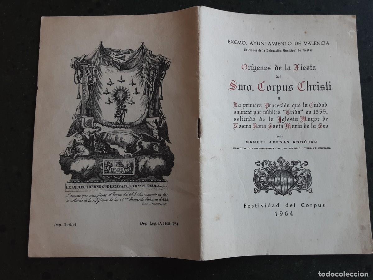 Libri di seconda mano: or&iacute;genes de la fiesta del Sant&iacute;simo Corpus Christi, Valencia, Manuel Arenas And&uacute;jar