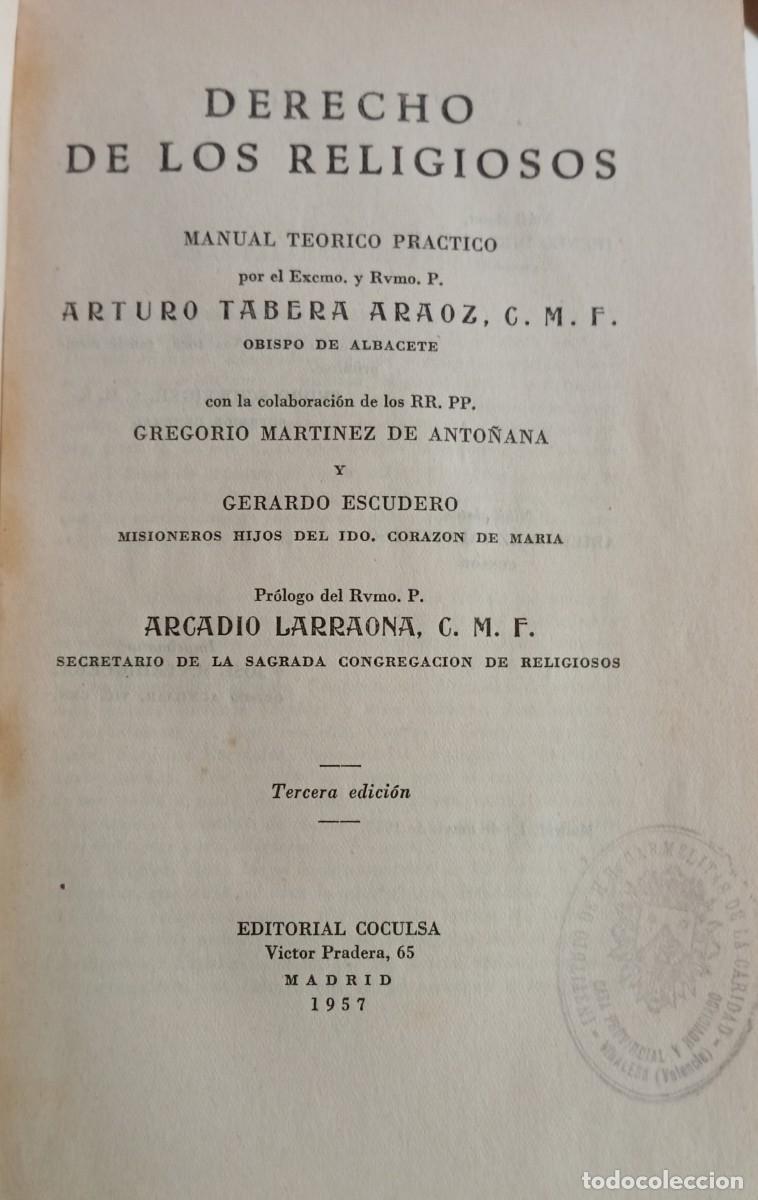 Libros de segunda mano: Derecho de los religiosos, manual te&oacute;rico pr&aacute;ctico - Foto 1