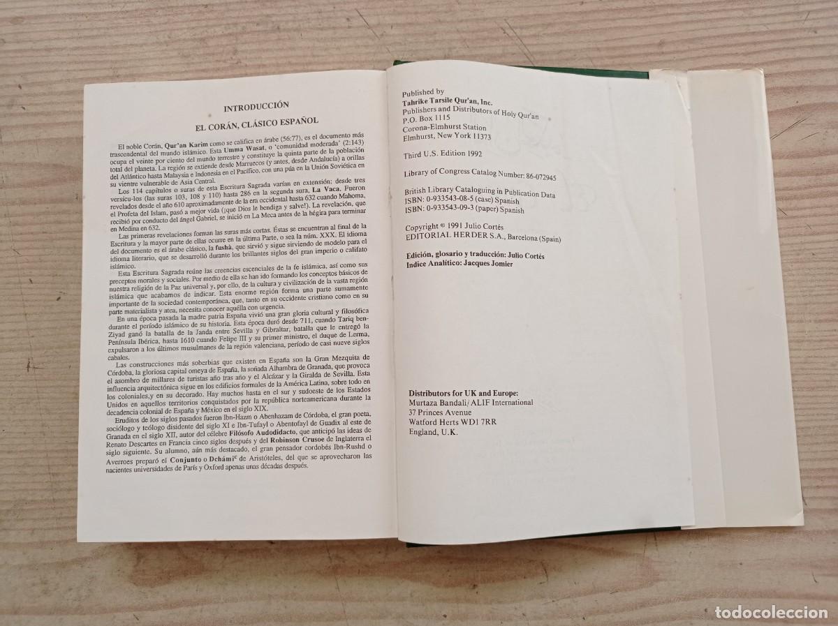 Libros de segunda mano: El Coran - 1991 - Edicion Bilingue - Editorial Herder - Foto 3