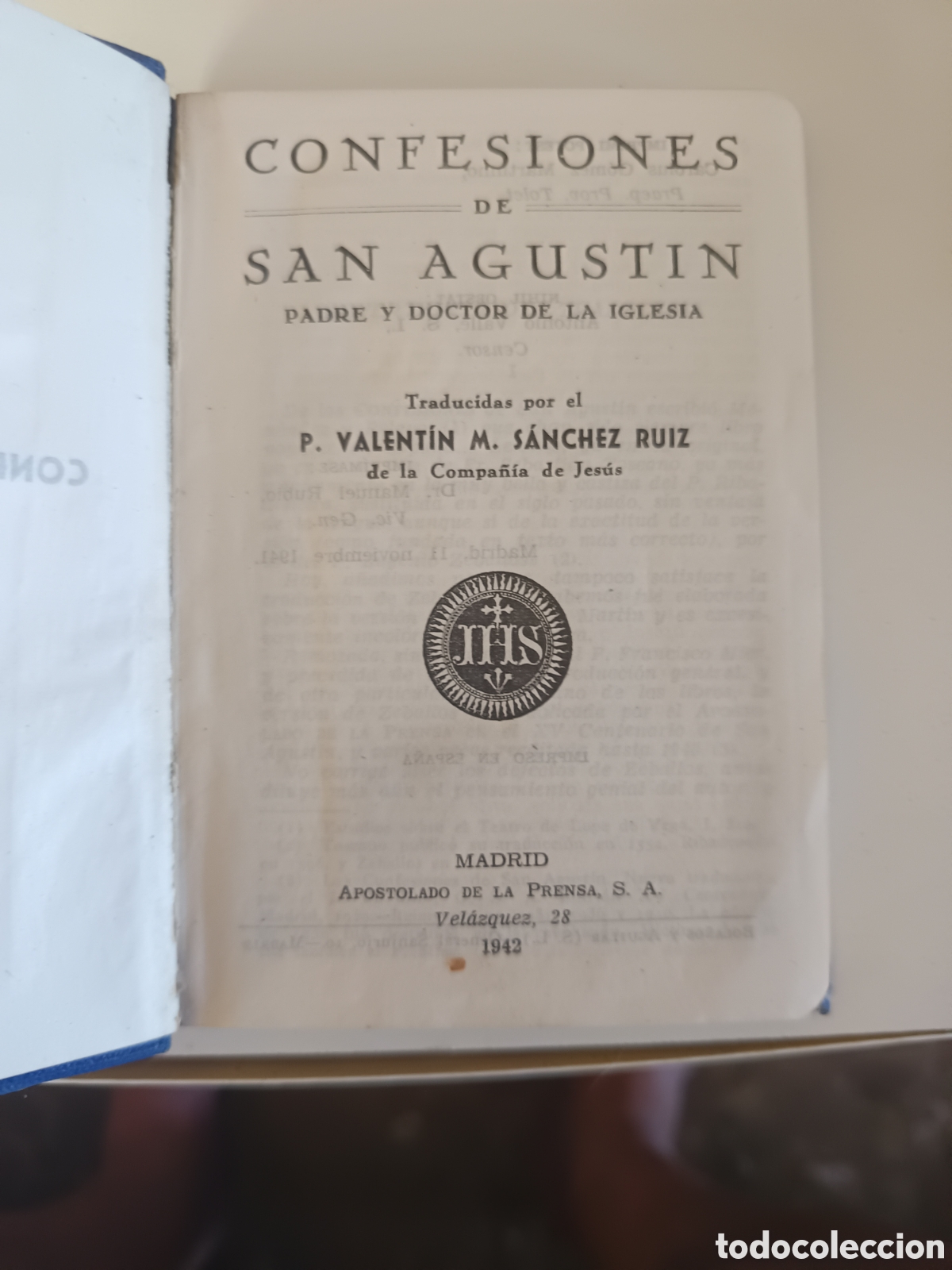 Libros de segunda mano: Confesiones de San Agust&iacute;n padre y doctor de la iglesia Apostolado de la prensa 1942