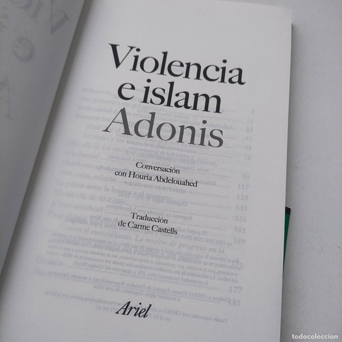 Libros de segunda mano: Violencia e islam &laquo;Conversaci&oacute;n con Houria Abdelouahed&raquo; - Adonis - Foto 4