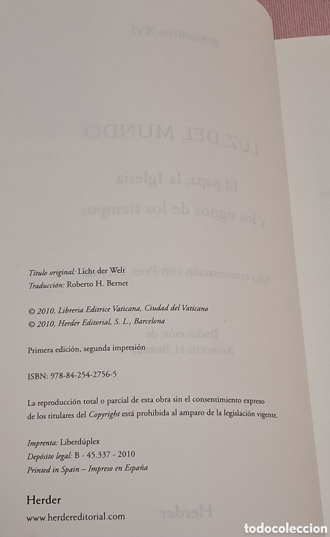 Libros de segunda mano: LIBRO LUZ DEL MUNDO-BENEDICTO XVI - Foto 3