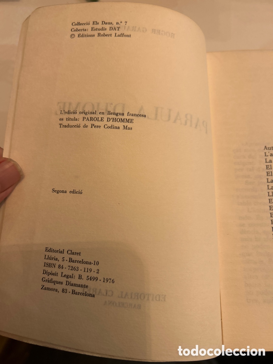 Libros de segunda mano: Paraula d&rsquo;home per Roger Garaudy. C4 - Foto 3
