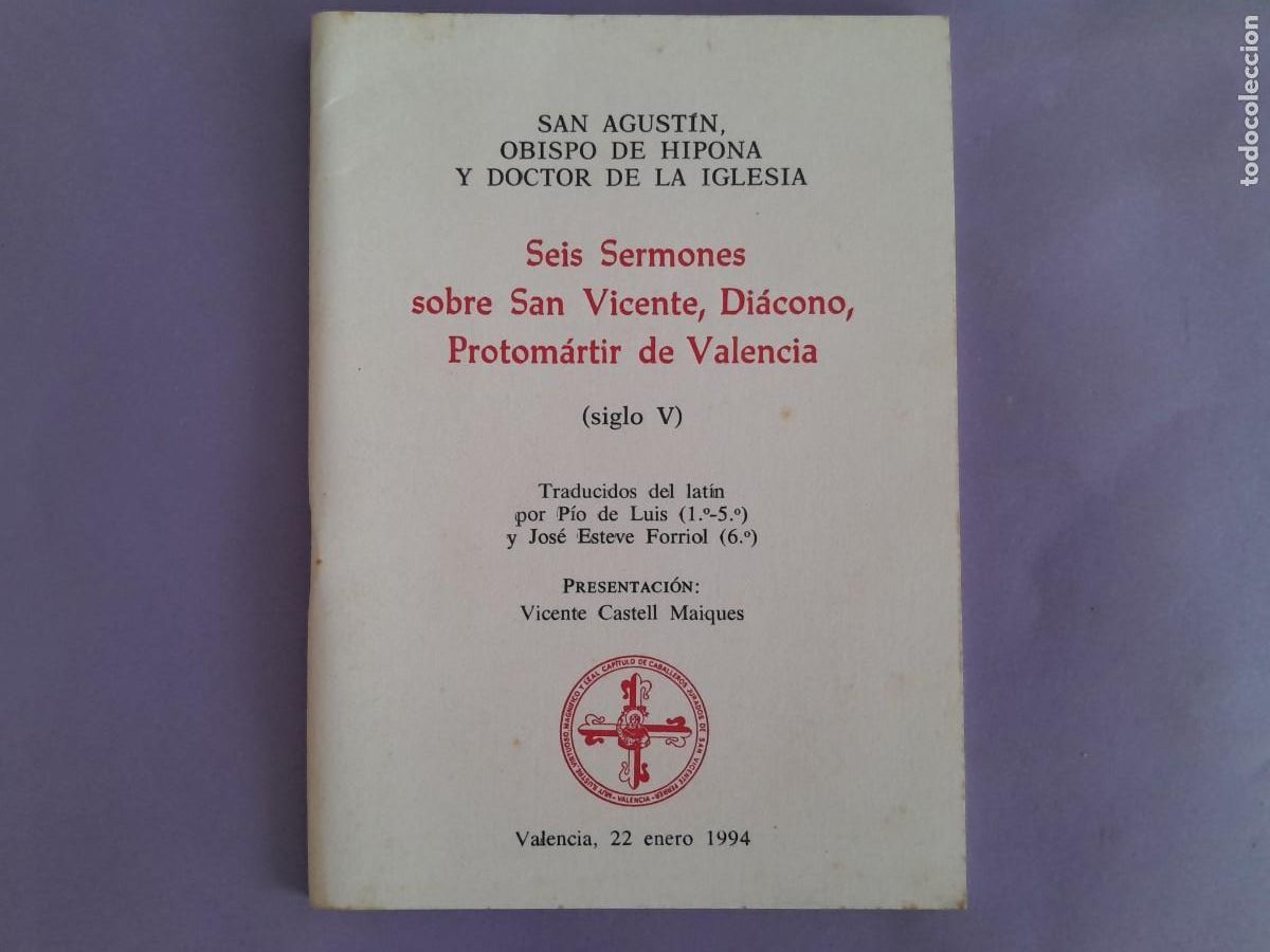 Libri di seconda mano: SEIS SERMONES SOBRE SAN VICENTE DIACONO PROTOMARTIR 22 ENERO VALENCIA 1994