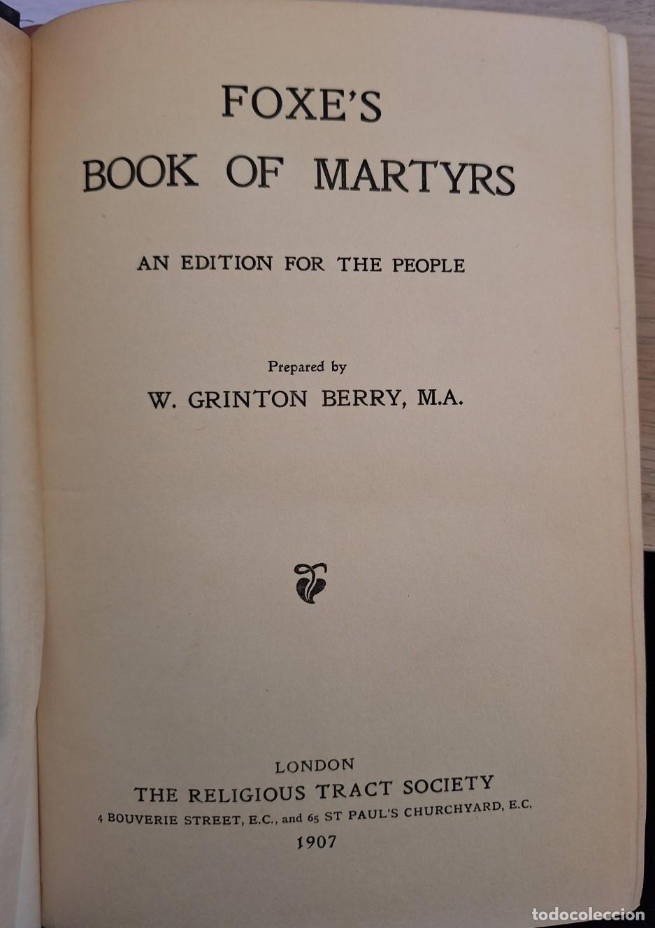Libri di seconda mano: FOXES BOOK OF MARTYRS. AN EDITION FOR THE PEOPLE. - GRINTON BERRY, W.