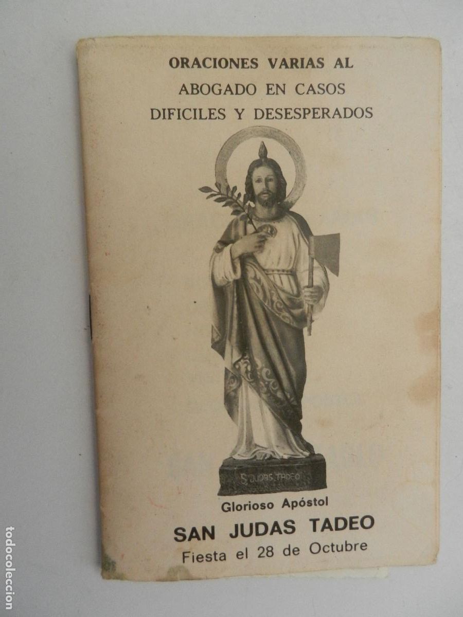 Libros de segunda mano: ORACIONES VARIAS AL ABOGADO EN CASOS DIFICILES Y DESESPERADOS SAN JUDAS TADEO - LIBRITO - VER FOTOS.