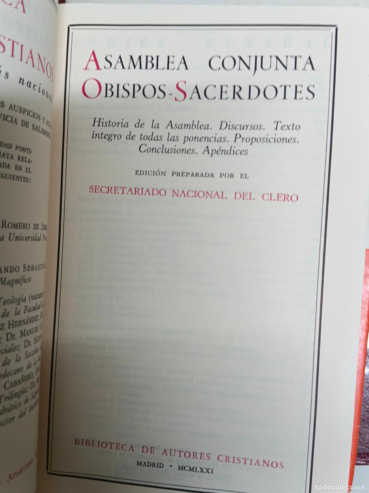 Libros de segunda mano: ASAMBLEA CONJUNTA OBISPOS-SACERDOTES. B.A.C - Foto 2