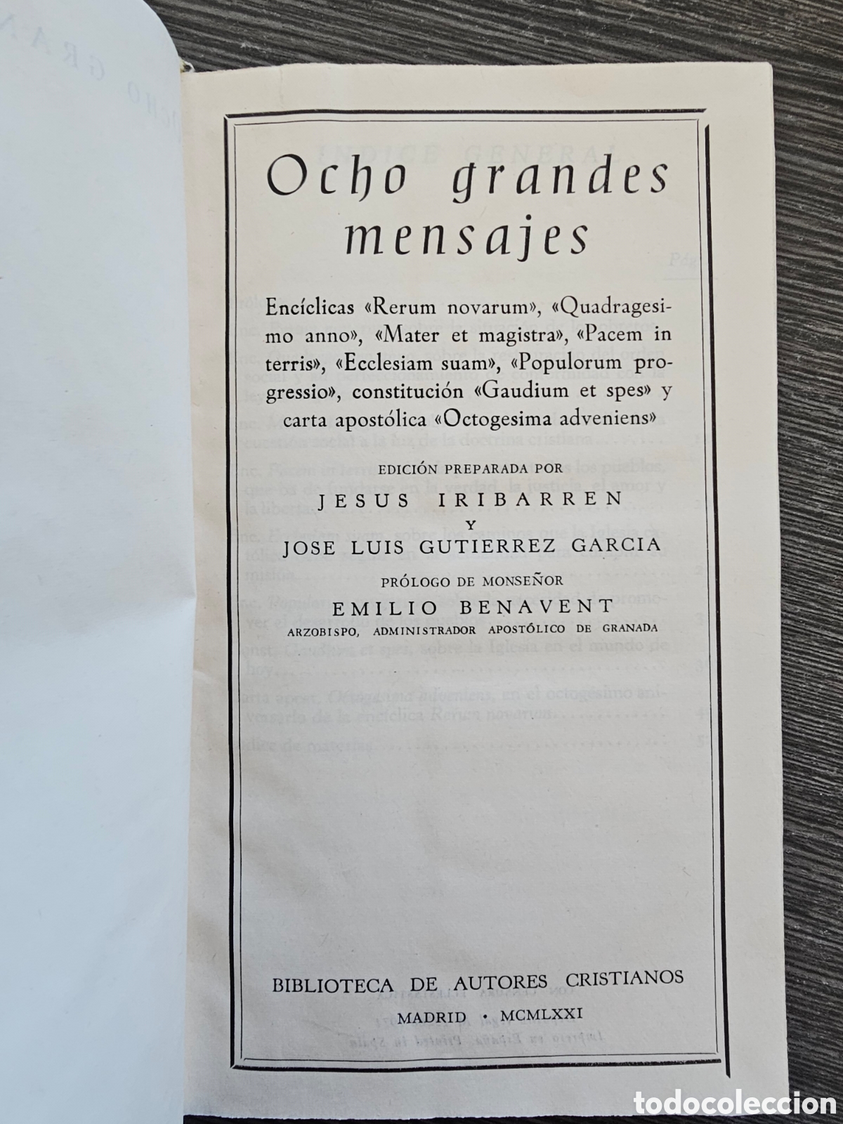 Libros de segunda mano: OCHO GRANDES MENSAJES. BIBLIOTECA AUTORES CRISTIANOS 1971