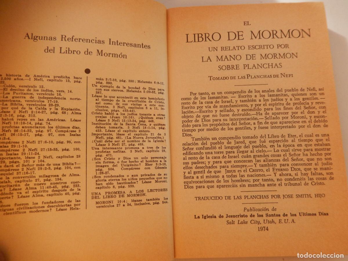 Libri di seconda mano: EL LIBRO DE MORMON - TOMADO DE LAS PLANCHAS DE NEFI - IGLESIA DE JESUCRISTO DE LOS &Uacute;LTIMOS D&Iacute;AS 1974