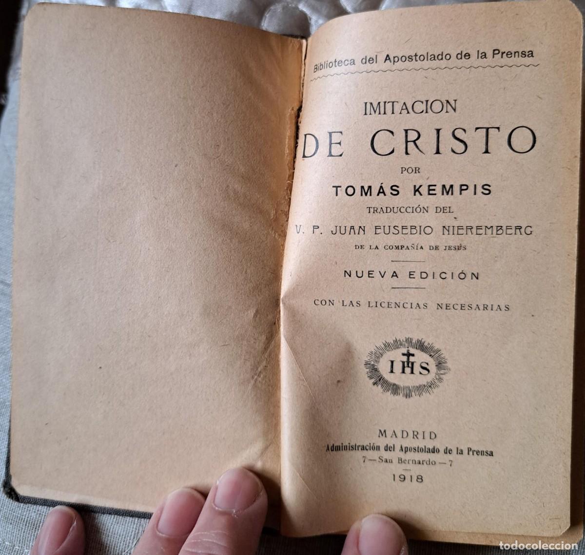 Libros de segunda mano: Libro devocional &ldquo;Imitaci&oacute;n de Cristo&rdquo; 1918 - Foto 2