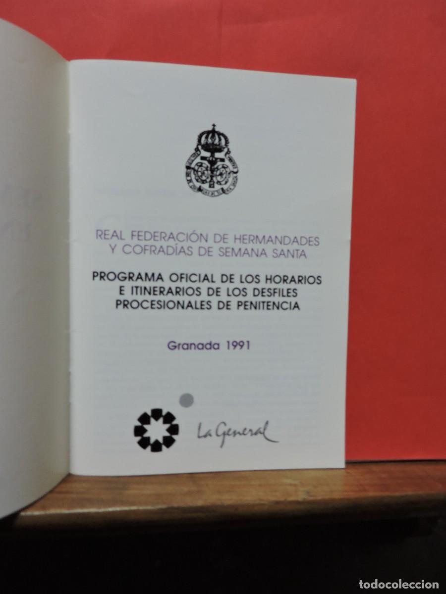 Libros de segunda mano: Semana Santa en Granada 1991. Programa oficial de horarios e itinerarios - Foto 2