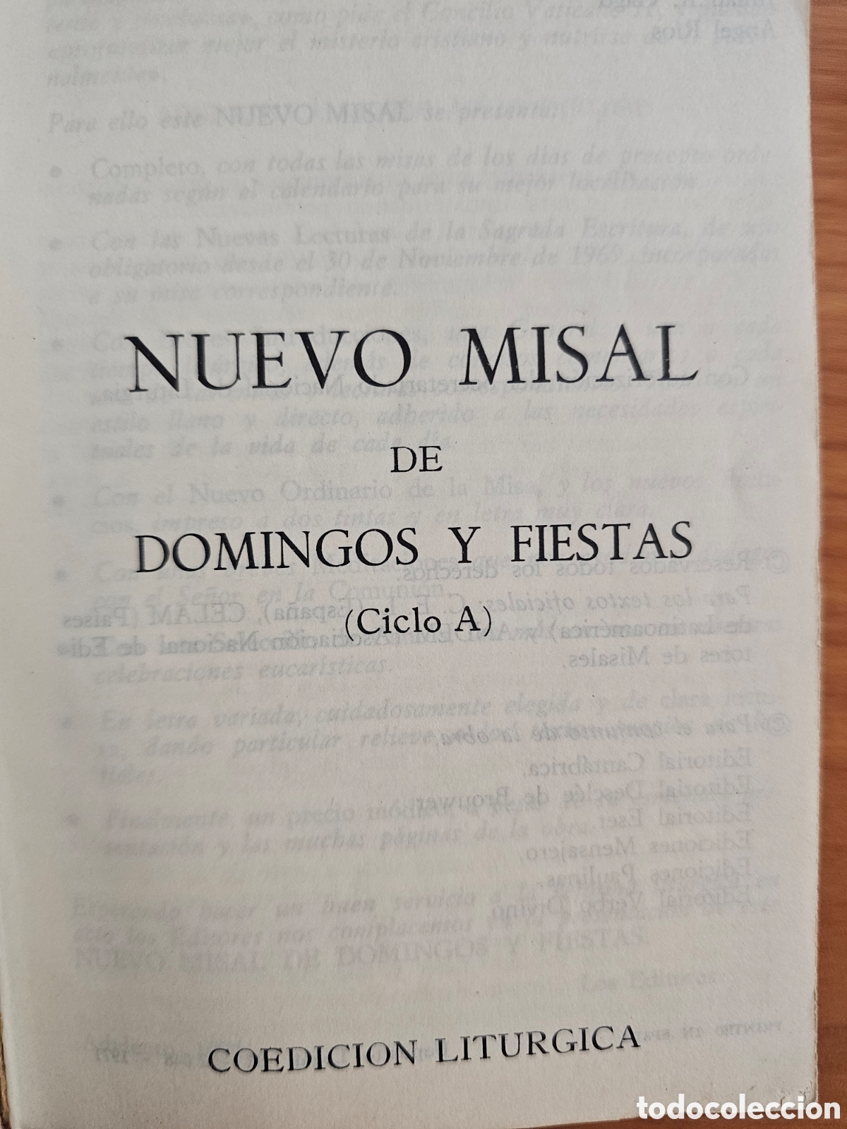 Libros de segunda mano: NUEVO MISAL DE DOMINGOS Y FIESTAS. COEDICI&Oacute;N LIT&Uacute;RGICA. 1971