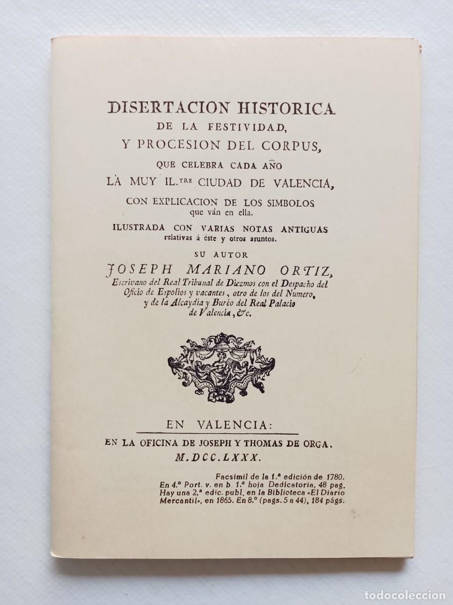 Second hand books: DISERTACI&Oacute;N HISTORICA de la festividad y procesi&oacute;n del CORPUS Fasc&iacute;mil 1780 JOSEPH MARIANO ORTIZ