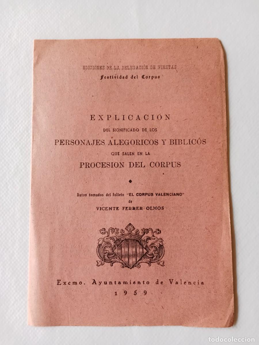 Libros de segunda mano: EXPLICACI&Oacute;N DEL SIGNIFICADO DE LOS PERSONAJES ALEG&Oacute;RICOS Y BIBLICOS del CORPUS 1959