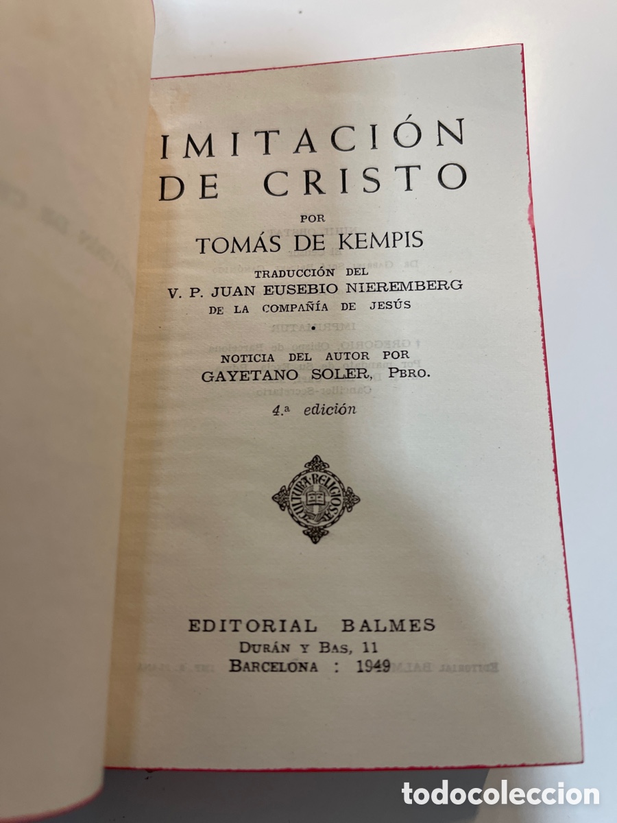 Gebrauchte B&uuml;cher: VEN. T. DE KEMPIS IMITACI&Oacute;N DE CRISTO, 4&ordf; EDICION, EDIT. BALMES 1949