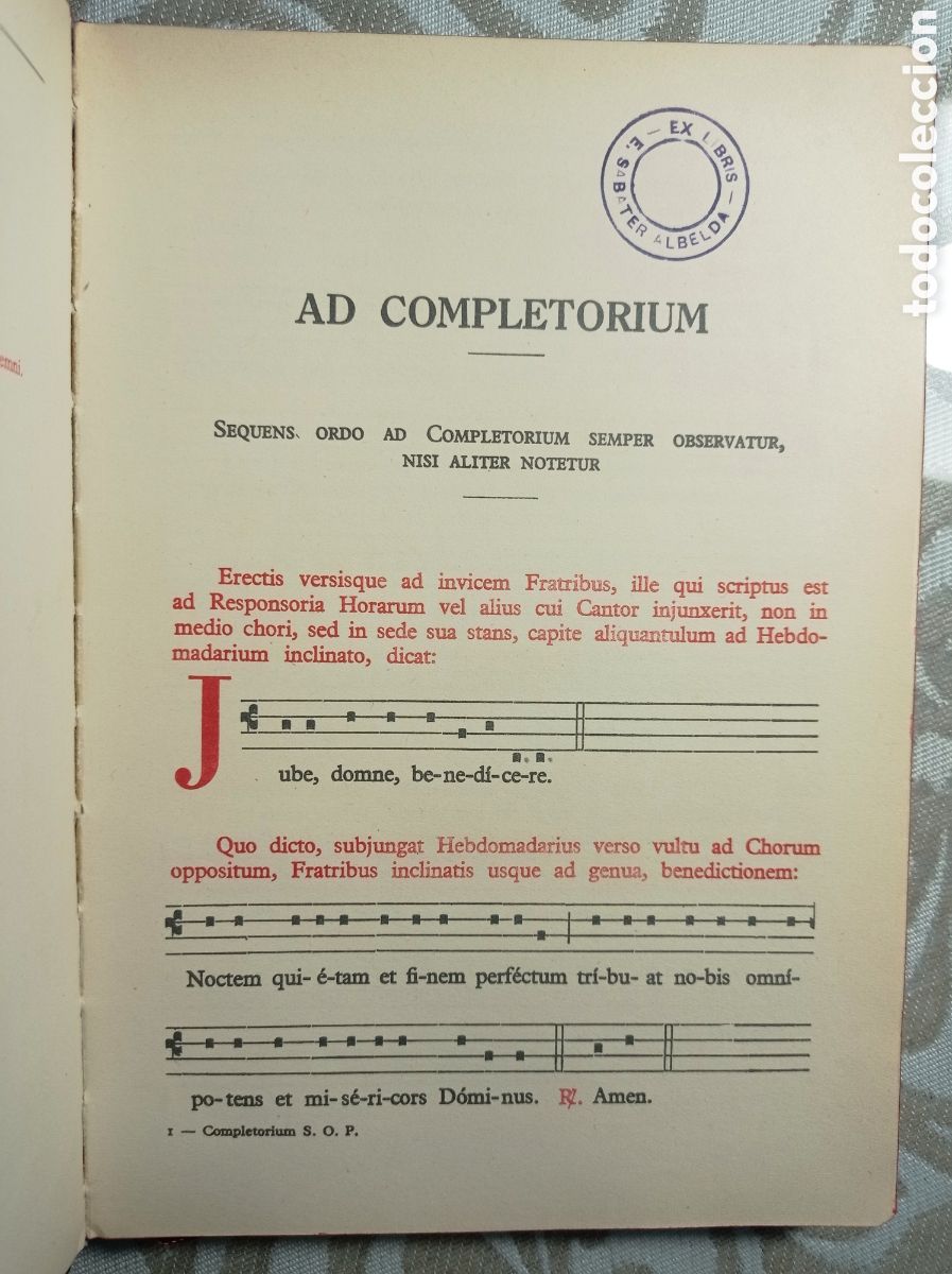 Libros de segunda mano: COMPLETORII LIBELLUS JUXTA RUTUM S. ORDINIS PRAEDICATIRIS. LIBRO LIT&Uacute;RGICO DOMINICO. 1957.