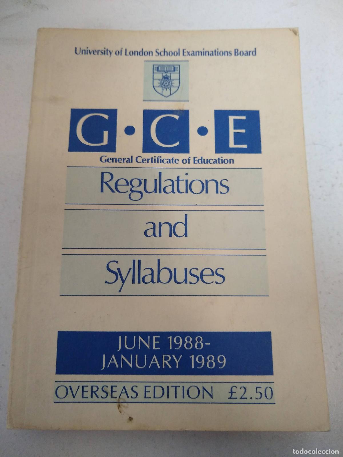 Second hand books: Regulations and Syllabuses June 1988 - January 1989 - University of London School Examinations bOARD