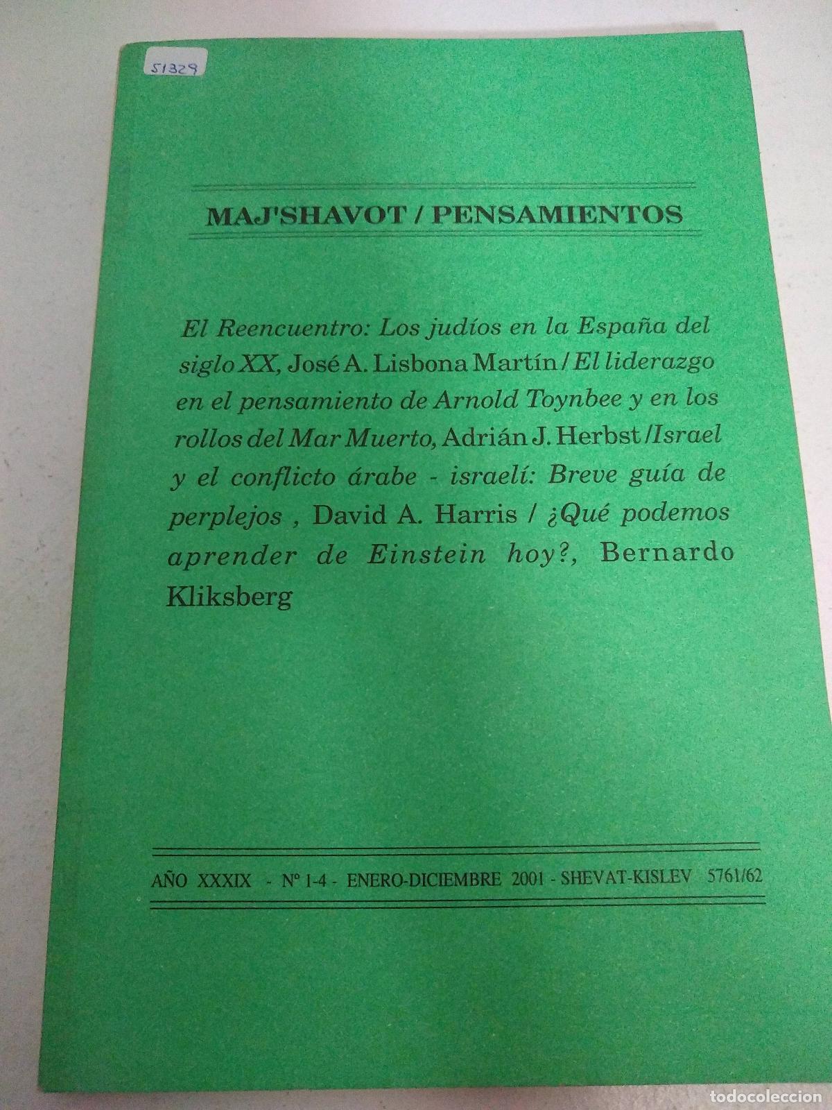 Second hand books: Maj'Shavot Pensamientos A&ntilde;o XXXIX 1-4 2001 - Varios autores